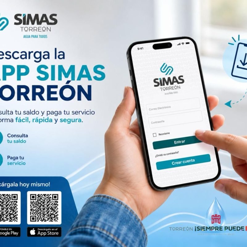 SIMAS Torreón exhorta a utilizar su APP para pagar el recibo de agua de forma rápida, segura y sin filas